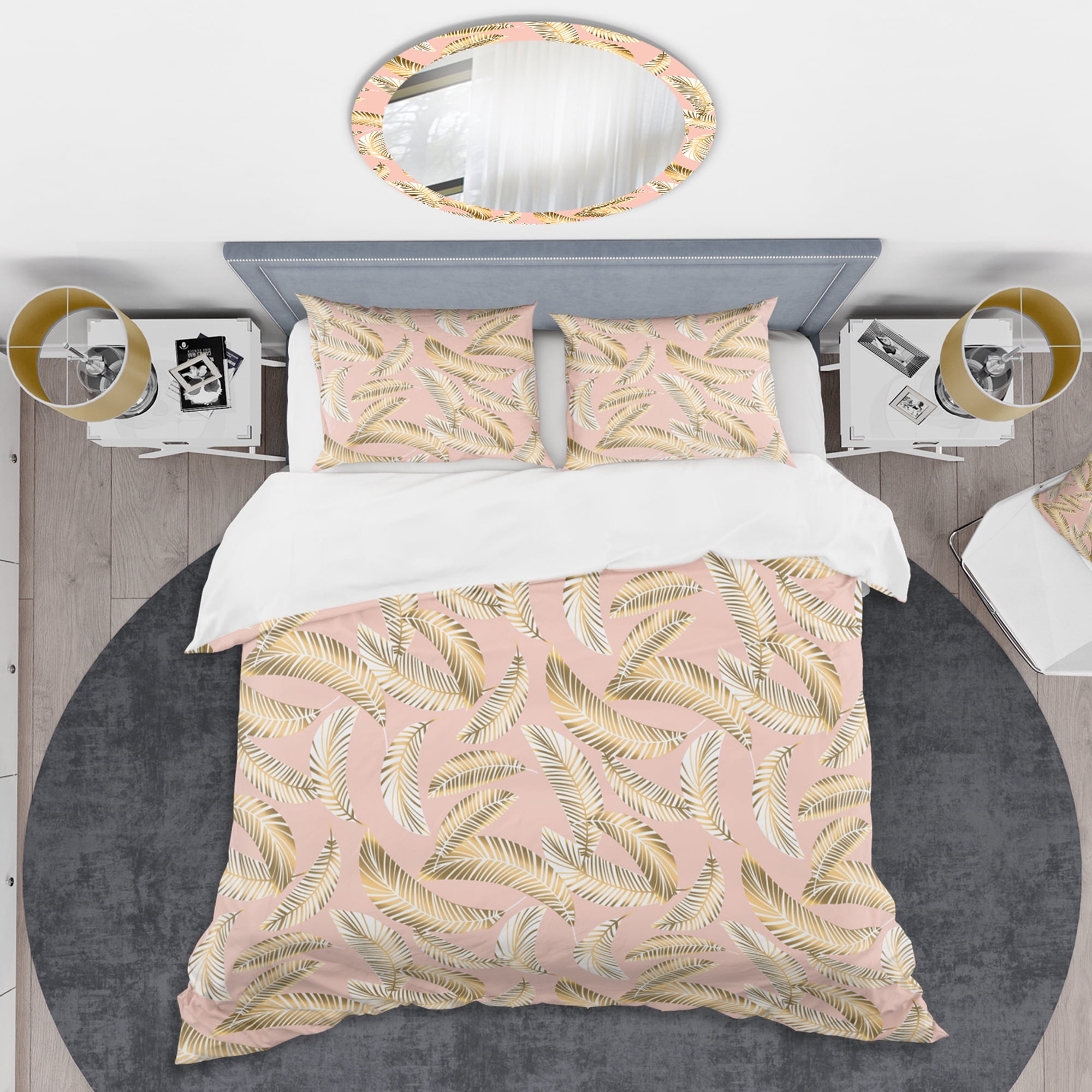 Designart 'Golden Foliage IV' Mid-Century Modern Duvet Cover Set