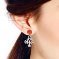 thumbnail image 3 of AeraVida Nature Inspired Trees Red Coral Inlays Sterling Silver Post Drop Earrings, 3 of 6