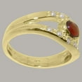 thumbnail image 3 of LBG British Made 9k Yellow Gold ring with Natural Garnet & Cultured Pearl Womens Band Ring - 33 size options - Size 11.25, 3 of 7
