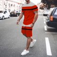 thumbnail image 2 of Swim Suit,Printed Men Sets Streetwear Short Sleeve Lapel Casual Shirt Beach Shorts Summer Vacation Men Hawaiian Suits 2 Pieces(Red,XL), 2 of 5