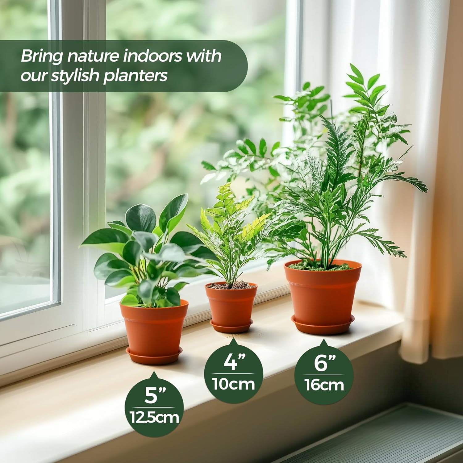 Keyrank Plant Pots 4 Inch Self Watering Pots, Set of 28 Plastic Planters with Drainage Holes and Saucers, Plastic Flower Pots, Nursery Planting Pot for Indoor Out Door Plants