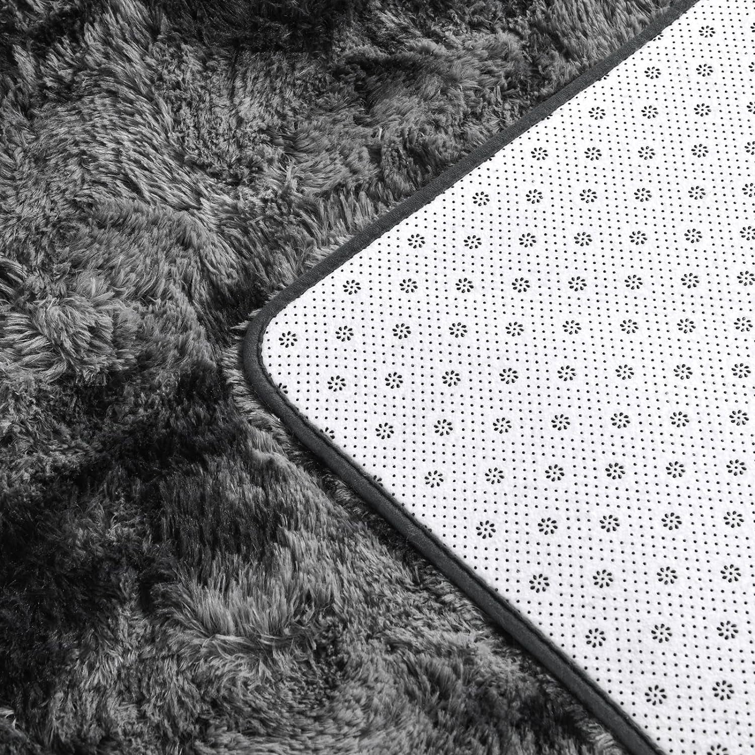 Noahas Fluffy Area Rug for Living Room Bedroom, 4 x 6 Tie-Dyed Dark Grey Rug Fuzzy Non-Slip Modern Carpet Ultra Soft Faux Fur Rugs for Dorm Kids Room Home Decor