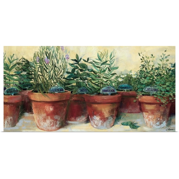 Great BIG Canvas | Rolled Carol Rowan Poster Print entitled Potted Herbs I
