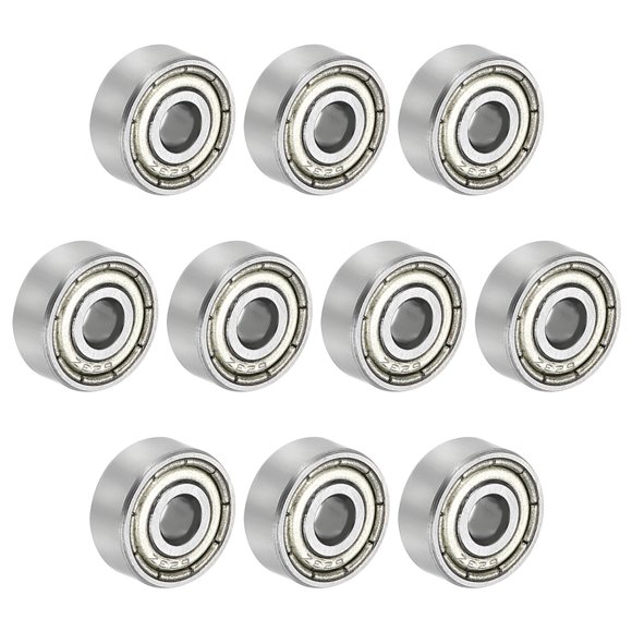 Uxcell 10pcs 0.16" x 0.39" x 0.12" Deep Groove Ball Bearing, Double Shield Bearings Pulley Bearing Wheel