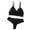 Black, variant on JSGEK Women Floral Lace Bra and Thong Set Plunge Neckline Adjustable Straps Intimate Lingerie for Bedroom Wear White S