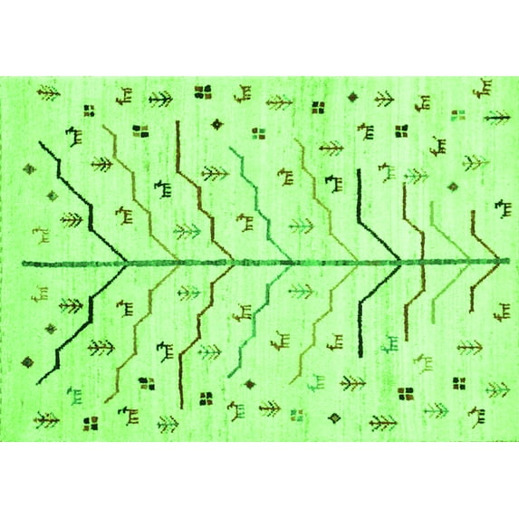 Ahgly Company Indoor Rectangle Solid Green Modern Area Rugs, 5' x 7'