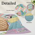 thumbnail image 2 of Easter Bunny Pillow Covers, Linen Long Throw Pillow Case, Eggs Cute Rabbit Colorful Wooden Grain Rustic Holiday Pillow Protector Decorative Cushion Cover for Living Room/Bedroom 16" x 24", 2 of 8