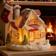 thumbnail image 3 of Japceit Nordic Christmas Village, Snow-Covered Red Roof House Series with LED Lighting, Winter Scene Decor for Tabletop, Shelf Display, 3 of 5