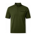 thumbnail image 5 of Men's Solid Short Sleeve Stand Collar Half Zip Outdoor Casual Sports Top Shirt Moisture Wicking Quick Dry UPF 50 Sun Protection Breathable Travel Gym Hiking Polo | JASKFLY,Army Green L, 5 of 7