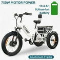 thumbnail image 4 of Three Wheel Electric Bikes, Electric Trike for Adults, Tricycle E-Bike with LCD Display, Li-ion Battery, 3 Wheel Motorized Bicycle, 750W Powerful Motor, Forza, & Forte, 4 of 5