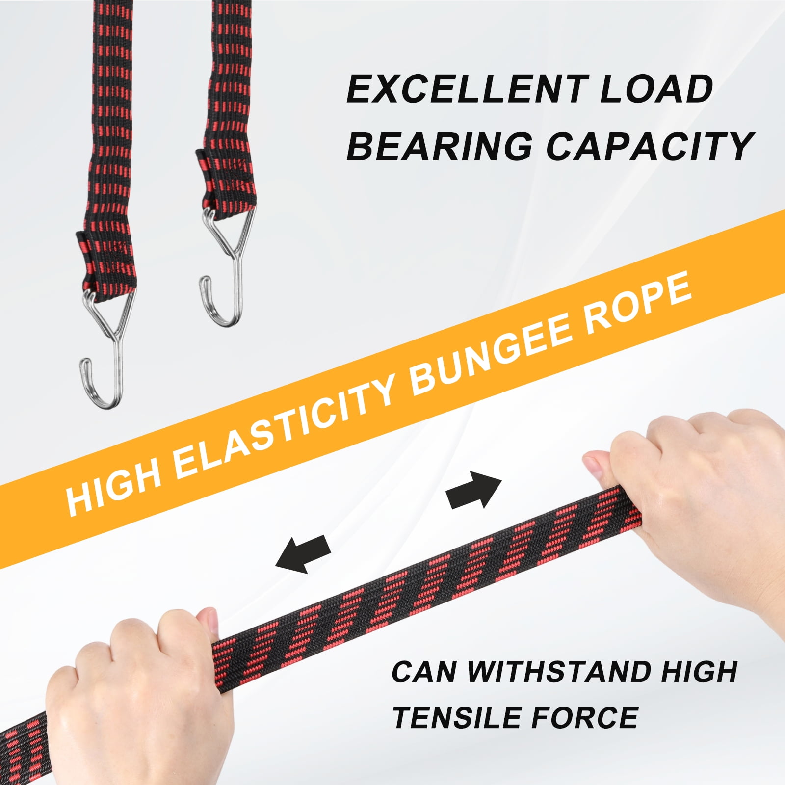 Uxcell 39" Adjustable Bungee Cords with Stainless Steel Hook, 4Pcs Heavy Duty Outdoor Elastic Bungee Strap for Securing Luggage Moving Cargo, Red