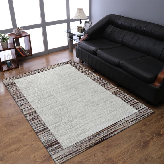 RUGSOTIC CARPETS MACHINE MADE HEATSET POLYPROPYLENE AREA RUGS - 6'x9', Rectangle Shape, Ivory Beige Color, Contemporary Modern Design, High Pile Machine Made Area Rugs for Living Room (M00004)