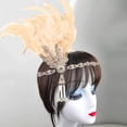 thumbnail image 1 of Diadema tipo flapper para la cabeza, accesorio para el cabello con tema de los años 20, diadema de plumas, tocado para boda, graduación, fiesta de Pluma beige Fernando Tocado de aleta, 1 of 8
