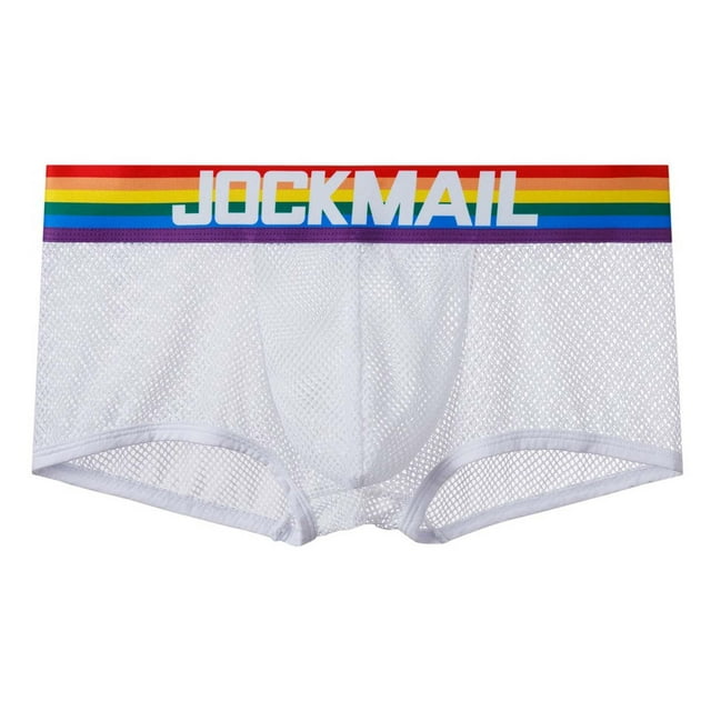 HKEJIAOI Boxeurs pour Hommes, Mode Décontractée Patchwork Respirant Arc-en-Ciel Transparent Taille Basse, Liquidation