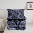 thumbnail image 5 of meiyoeat Navy Paisley King Size Comforter Sets,Vintage Print Comforters King Size For Men Women,Black Reversible,3pcs,1 Comforter and 2 Pillowcases, 5 of 7