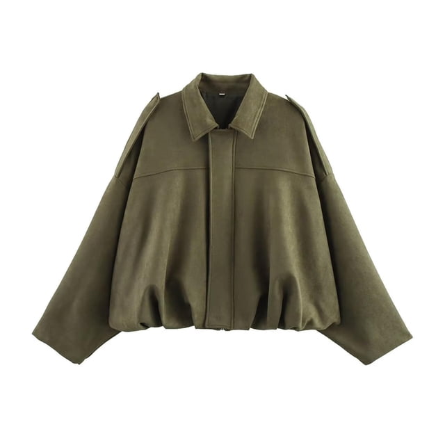 Chaqueta bomber de ante sintético para mujer Bnigung, corta y oversize