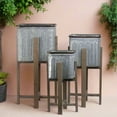thumbnail image 3 of Alden Metal Square Planter Set with Wooden Stands (Set of 3), 3 of 6