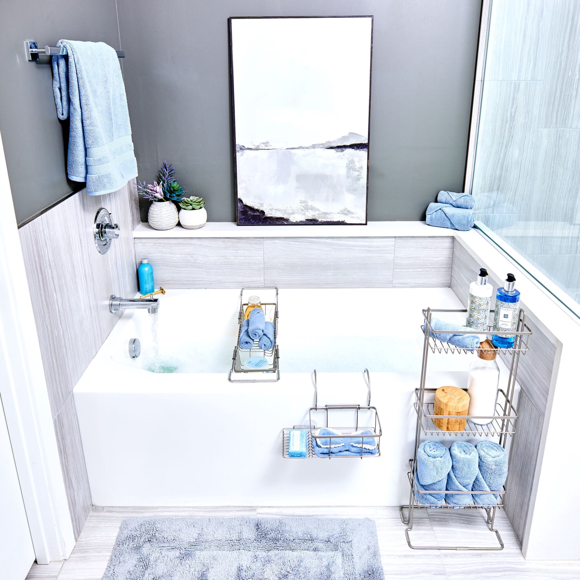 iDesign Everett 3 Tier Shelf Metal Shower Shelf Organizer, Satin
