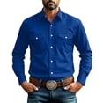 thumbnail image 4 of LEKWK Cowboy Shirt for Men Long Sleeve Button Front with Dual Flap Chest Pockets Point Collar and Regular Fit Western Work Shirt for Rodeo Ranch Travel and Everyday Casual Style, 4 of 8