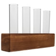 thumbnail image 2 of Shisuyan 1 Set Hydroponics Flower Tube with Wood Stand Glass Planter Plant Terrarium Flower Tube with Wood Rack, 2 of 9