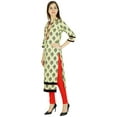thumbnail image 1 of Amoghah Women Wear Floral Beige Cotton Kurti Indian Kurta Gift, 1 of 9