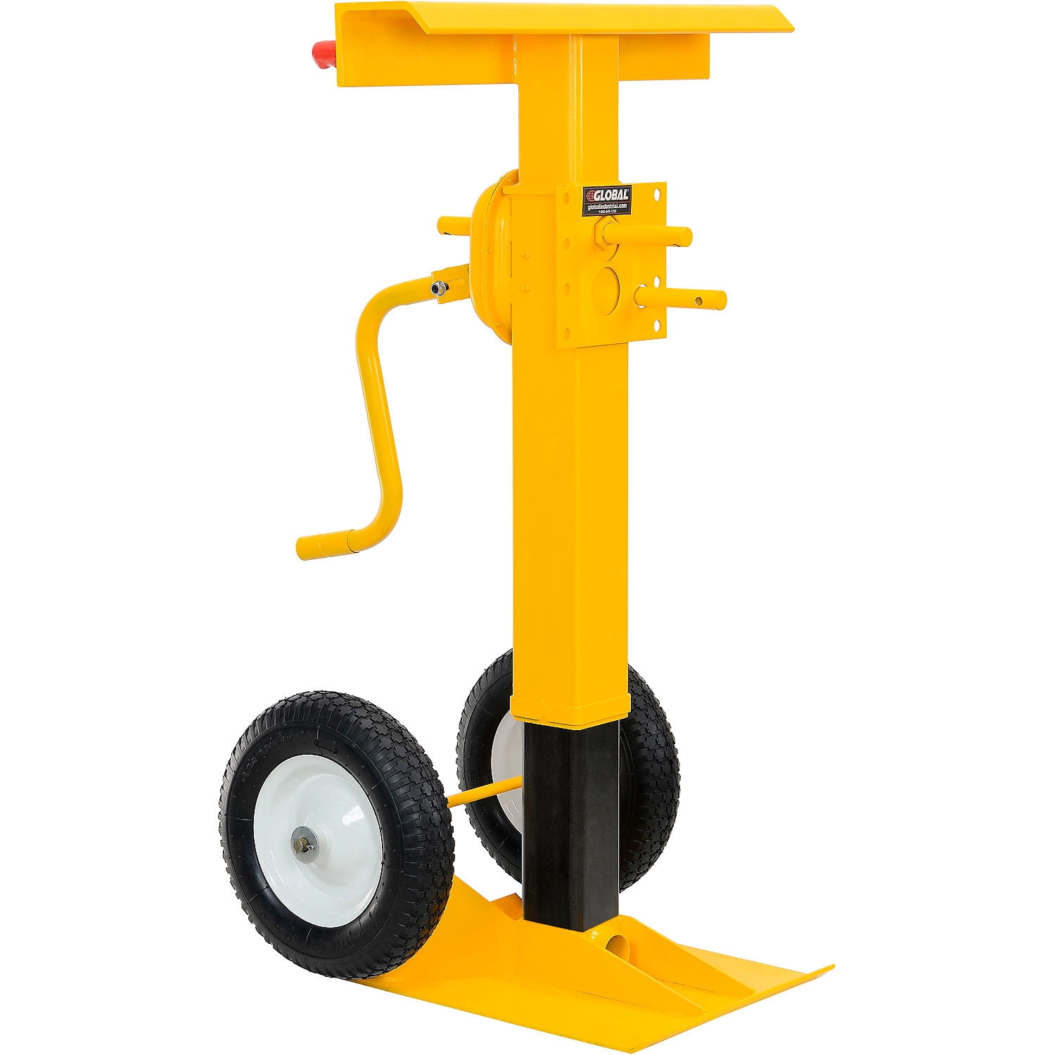 Global Industrial 985433 Hand Crank Trailer Jack Stand with Semi-Pneumatic Wheels, 100000 lbs