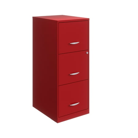 Space Solutions 18  Deep 3 Drawer Smart Letter Width Vertical File Cabinet  Red