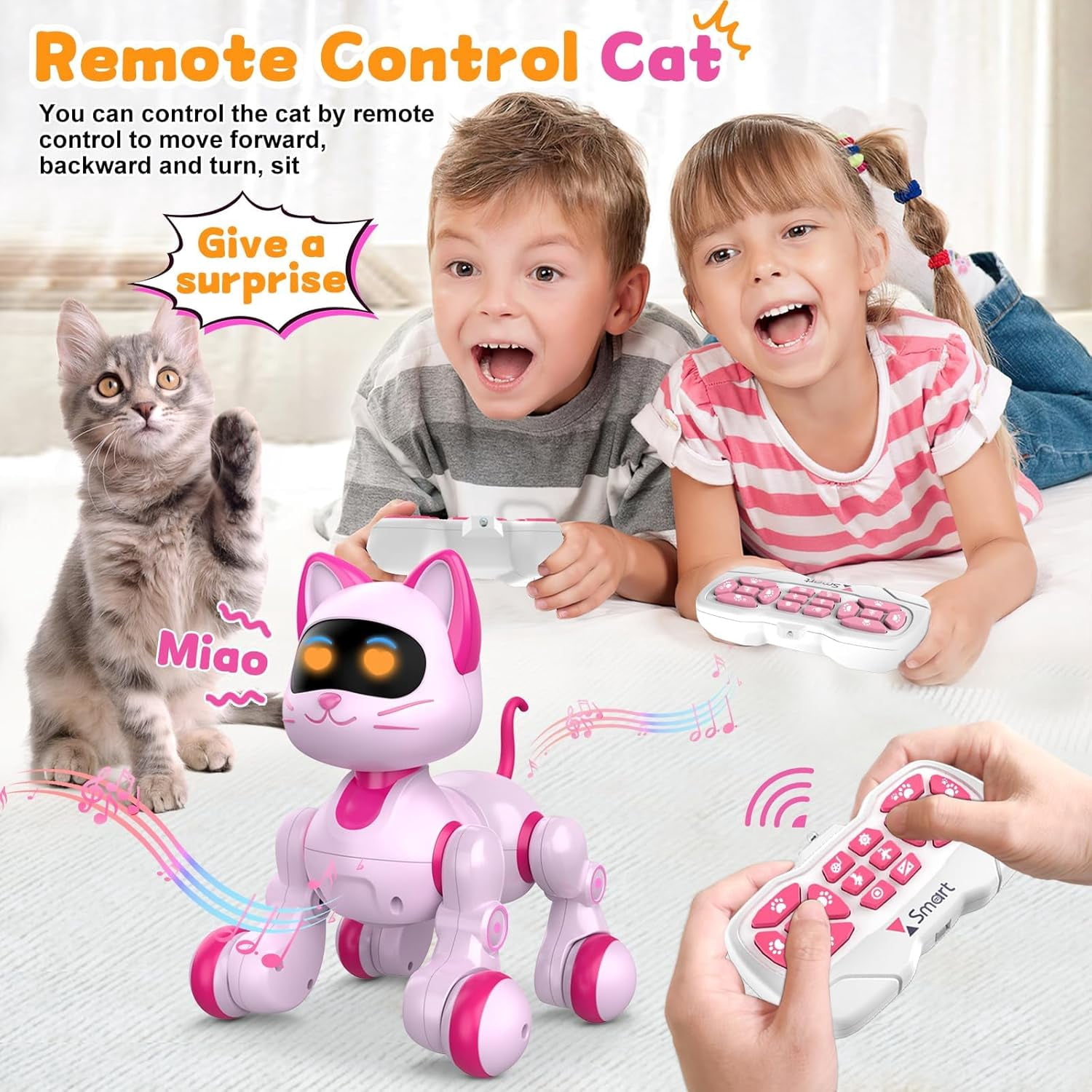 Gmdisc RC Robot Cat Toys for Kids, Gesture & Sensing Programmable Remote Control Smart Robot Toys for Age 3 4 5 6 7 8 Year Old Boys Girls Birthday Gift Present