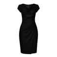 thumbnail image 5 of NTACZA Beach Dresses for Women Cowl Neck Wedding Guest Dresses Formal Midi Bodycon Ruched Waist Black XXL, 5 of 5