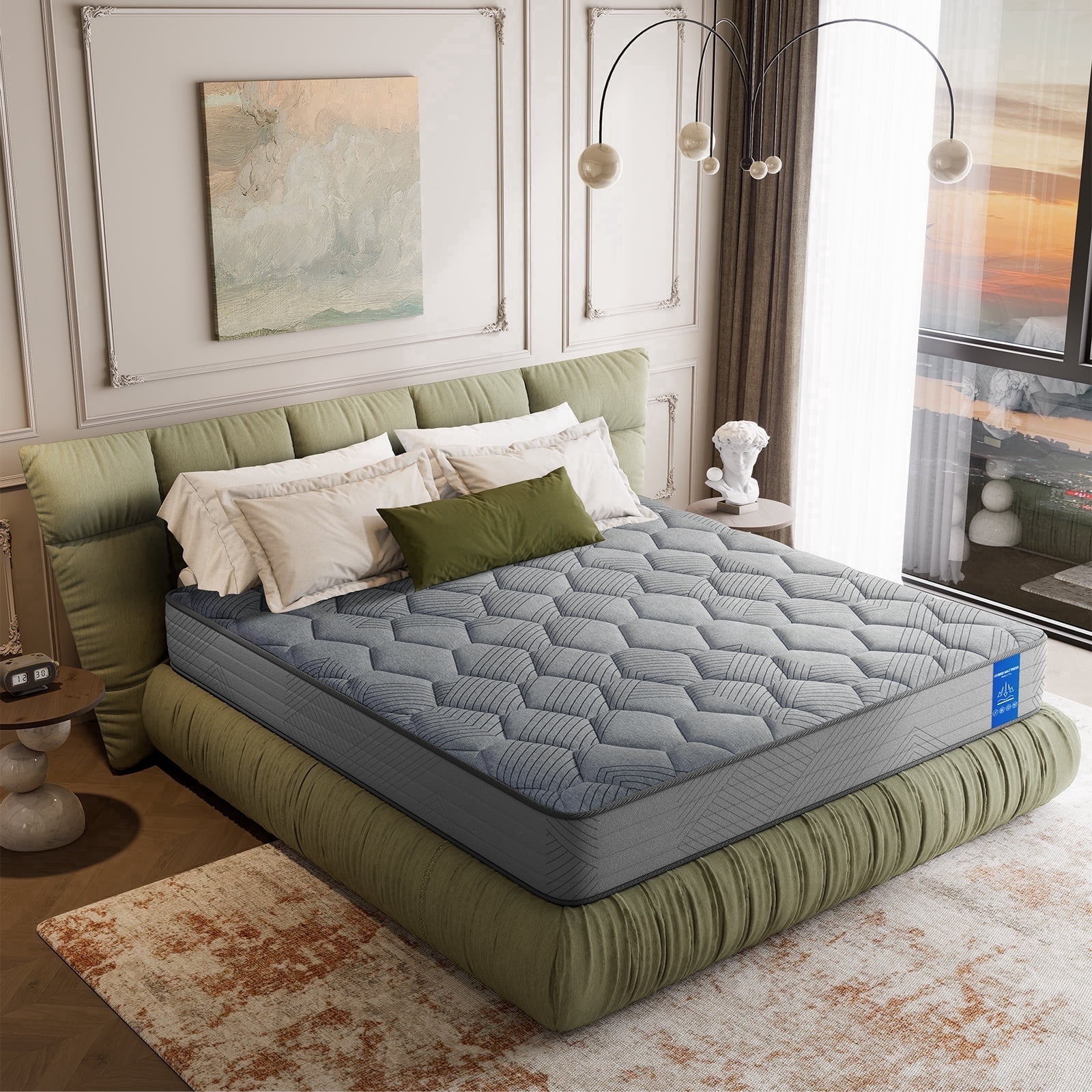 NNSNG 12" Full Size Hybrid Mattress, Luxury Comfort Mattress with Gel Memory Foam, Fits Most Bed Frames, Bed-in-a-Box, Grey