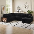 thumbnail image 6 of Gewnee 117 inch Sectional Sofa with Pull Out Bed,U-Shaped Modular Sectional with Storage,Cloud Couch for Living Room,Family Room & Apartment,Black, 6 of 7
