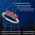 thumbnail image 2 of Gem Stone King 18K Yellow Gold Plated Silver Pink Tourmaline Engagement Ring for Women | 1.56 Cttw | Round 5MM | Gemstone October Birthstone | Size 9, 2 of 6