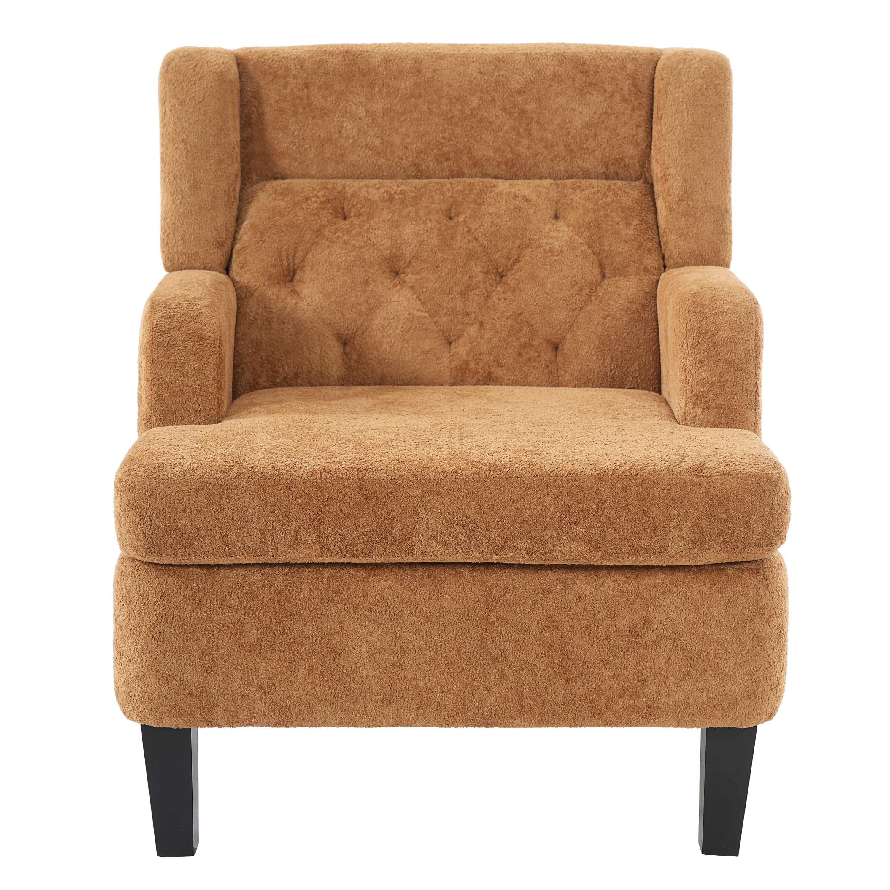 Euroco Modern Accent Chair,Upholstered Armchair with Solid Wood Frame,Comfy Reading Chair,Living Room Chair for Bedroom, Guest Room,Orange