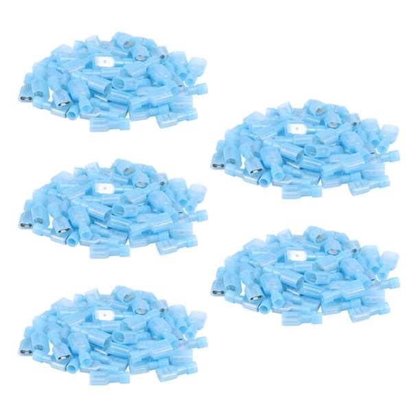 250Pcs Hembra Y Macho Terminales de Cable Completamente Aislados Conector Conectores de Pala de Nylon Azul