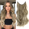 thumbnail image 1 of GFDYREE Invisible Wire Hair Extensions, Light Brown Ash Blonde Highlight Hair Extensions with Adjustable Size 4 Secure Clips, 20 Inch Wavy Hair Pieces for Women, 1 of 6