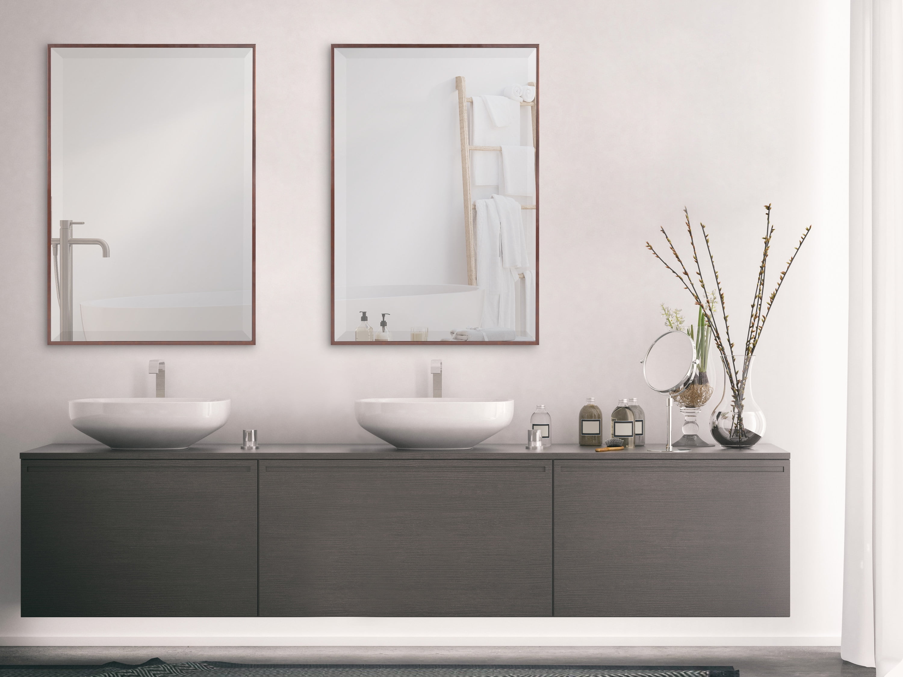 Kate and Laurel Rhodes Modern Wall Mirror, 24.75" x 36.75", Bronze, Decorative Rectangular Wall Accent