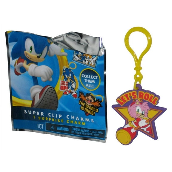 Sonic The Hedgehog Amy Let's Roll Rubber Charm Keychain - (Forever Clever Super Clip)