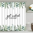 thumbnail image 3 of 4 Pcs Get Naked Shower Curtain Sets with Non-Slip Rugs, Toilet Lid Cover and Bath Mat,  Plant Green Leaves Shower Curtain Set with 12 Hooks, Washable Shower Curtains Decor, 3 of 11
