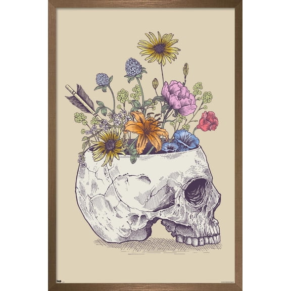 Rachel Caldwell - Flower Skull Wall Poster, 14.725" x 22.375", Framed