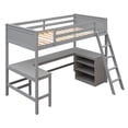 thumbnail image 4 of Harper & Bright Designs Twin Size Loft Bed with Desk and Shelves, Wooden Loft Bed with Storage for Adults, Gray, 4 of 15