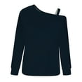 thumbnail image 5 of FAIWAD Women's Off The Shoulder Strap Asymmetrical Tops Long Sleeve Solid Color Trendy Pullover Tops, 5 of 5