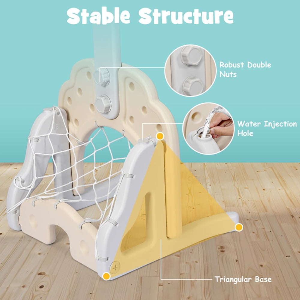 Demifill Toddlers Basketball Hoop Stand, 3-in-1 Adjustable Kids Basketball Hoop Sports Set, Portable Indoor Outdoor Activity Playset Gift for Kids, Green