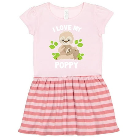 

Inktastic Cute Sloth I Love My Poppy with Green Leaves Gift Toddler Girl Dress
