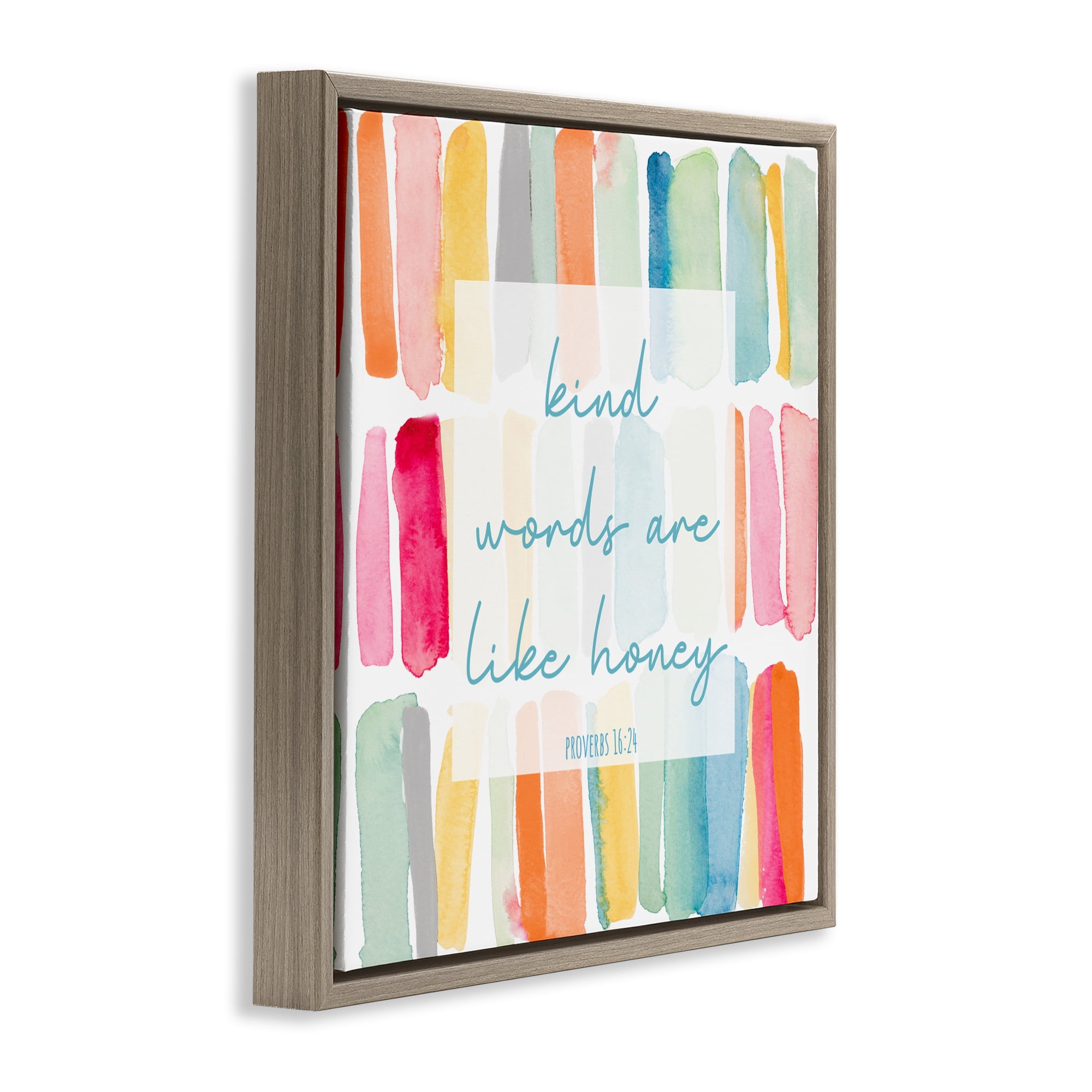 Stupell Industries Kind Words Are Like Honey Brown Framed Floater Canvas Wall Art, design by Lanie Loreth