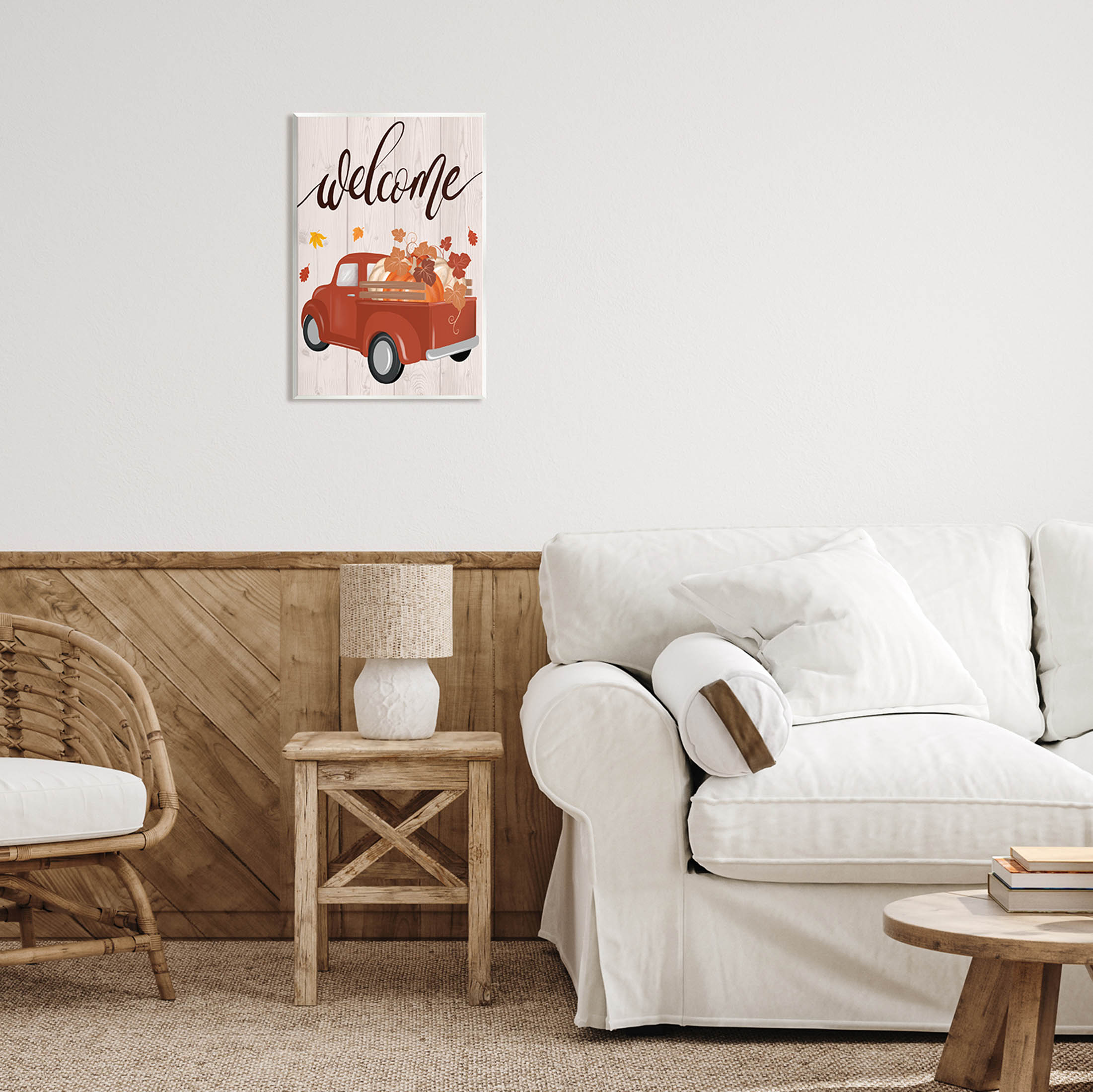 Stupell Industries Welcome Country Pumpkin Truck Graphic Art Unframed Art Print Wall Art, Design by Jo Taylor