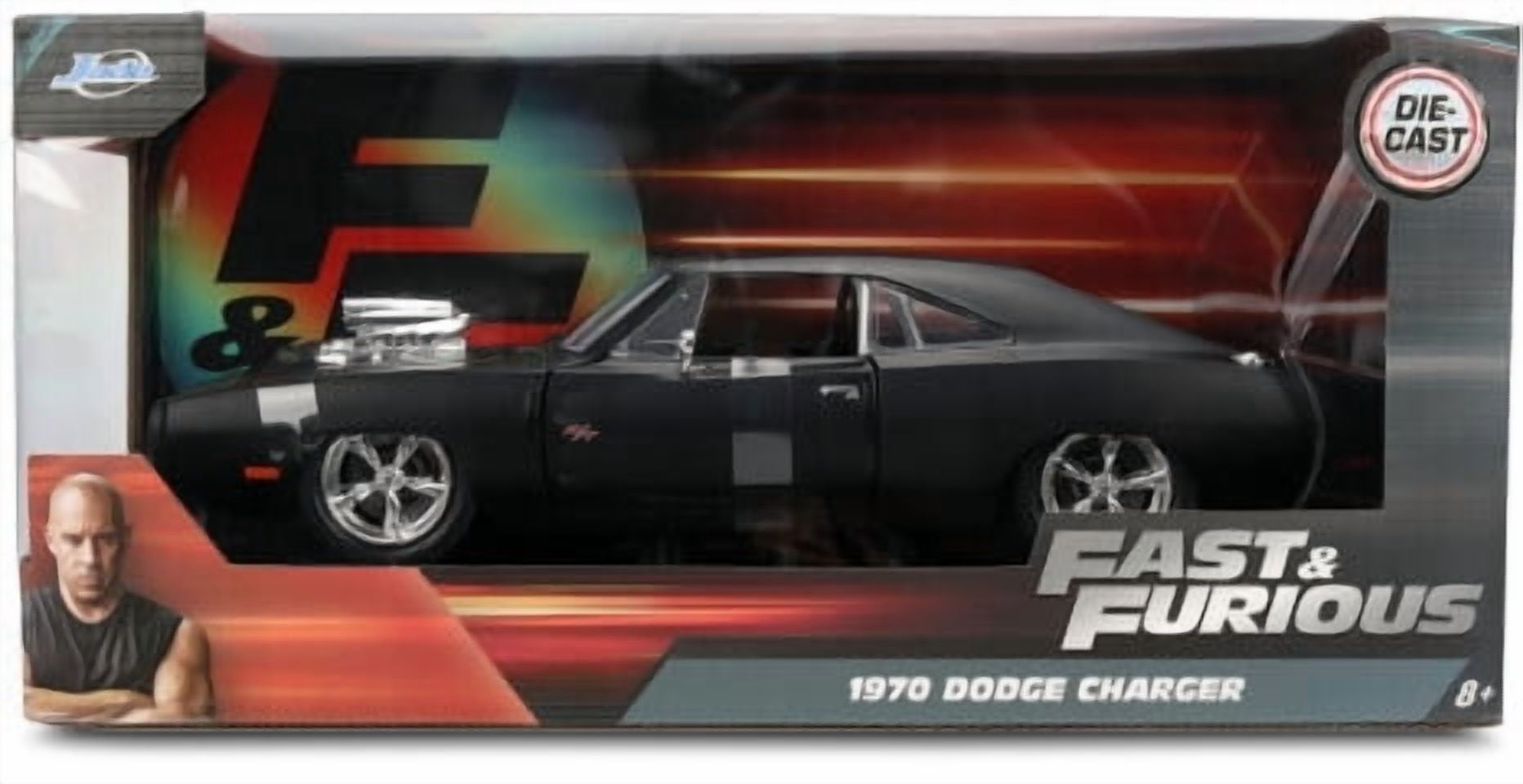 Jada Toys Fast & Furious 1970 Dodge Charger – 1:24 Scale Die-Cast Car Model – Highly Detailed, Opening Hood & Doorsectible Movie Replica