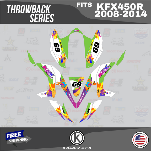 Kalair GFX Graphics Kit for Kawasaki ATV KFX 450R (2008-2014) Throwback Series