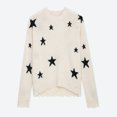 thumbnail image 3 of Suéter Zadig Stars para mujer, suéteres holgados de cachemira beige, jersey informal de manga larga con cuello redondo, jerséis elegantes con bordes rasgados, 3 of 5
