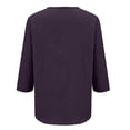 thumbnail image 4 of Nooxsoe Women's Cotton Linen Blazer Suit Jacket 3/4 Sleeve Button Down Front Plain Womens Linen Shirt Muslin Shirt Tunic Button Down Shirts for Women Tops Purple 3XL, 4 of 5