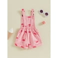 thumbnail image 4 of Nygoyerh Toddler Kids Girls Denim Overalls Cute Print Sleeveless Adjustable Straps Jumpsuit Shorts Little Girls Summer Casual Shortall Playsuit Children Fashion Clothes 6M-6T, 4 of 10